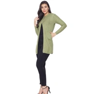  Clapton Women's Acrylic  Green Blend Full Sleeve Winter Wear Long Cardigan/Shrug Beige - M, Green, Wool, Pack Of 1
